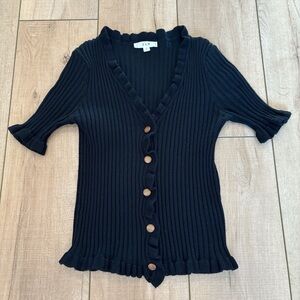 E & M Black Ribbed Knit Cardigan